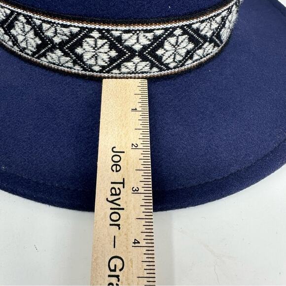 Fadivo Felted Style Fedora Buckaroo Navy Blue Hat - Southwestern Hat Band - Picture 8 of 8